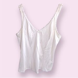 Vintage y2k satin slip tank cami Warner’s White Lace feminine coquette dainty S
